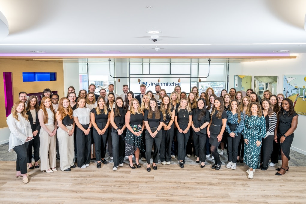 Group shot of Irwin Mitchell's trainees for 2023